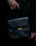 "Charles Jourdan" Logo half-moon metal plate design leather hand bag