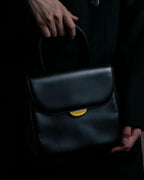 "Charles Jourdan" Logo half-moon metal plate design leather hand bag