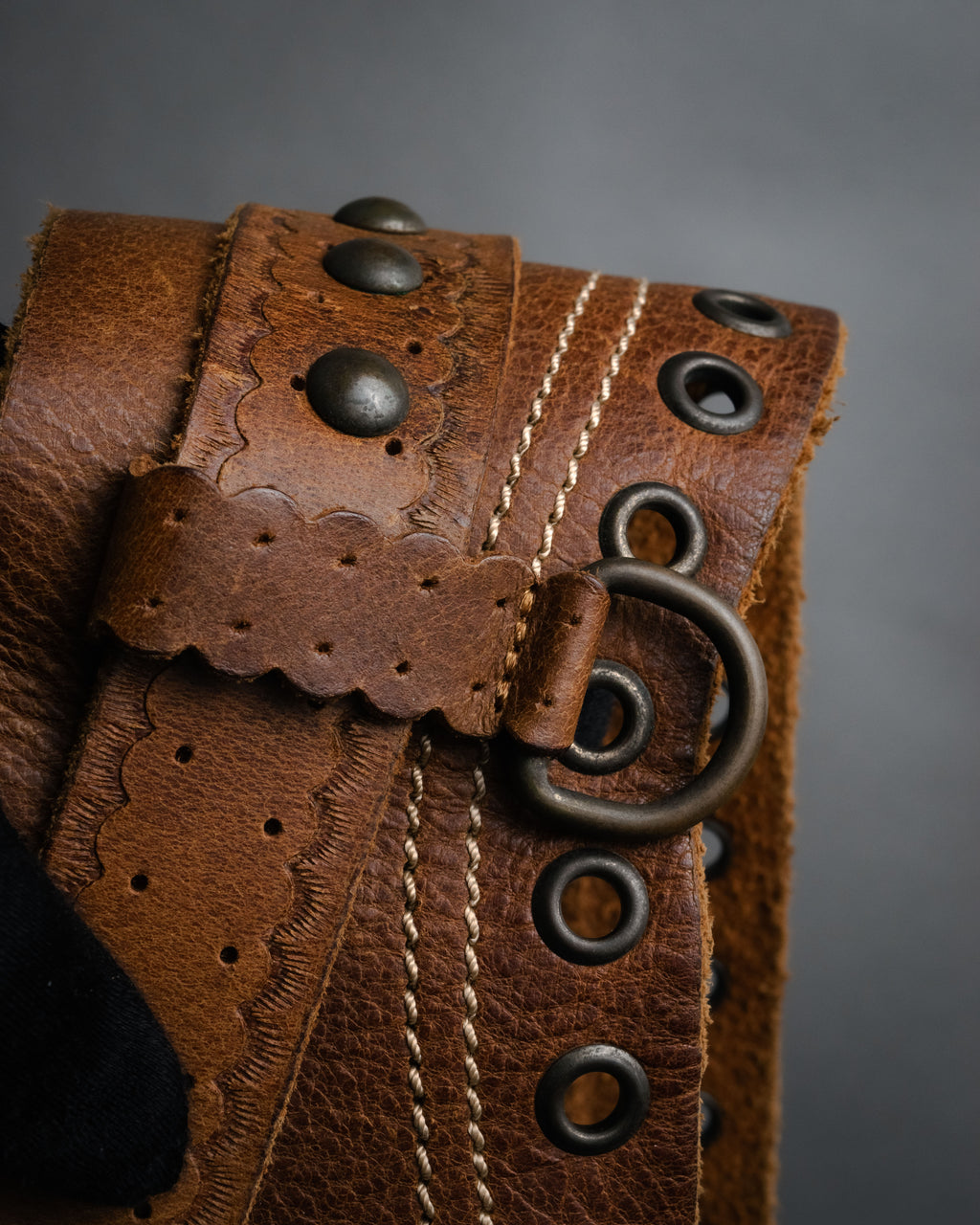 “DIESEL” 2000’s Studded craft leather belt