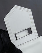 "YVES SAINT LAURENT" Large tab detail white leather shoulder bag