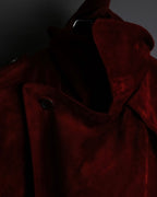 "GUCCI" 1990’s Tom Ford period deep red color suede long trench coat