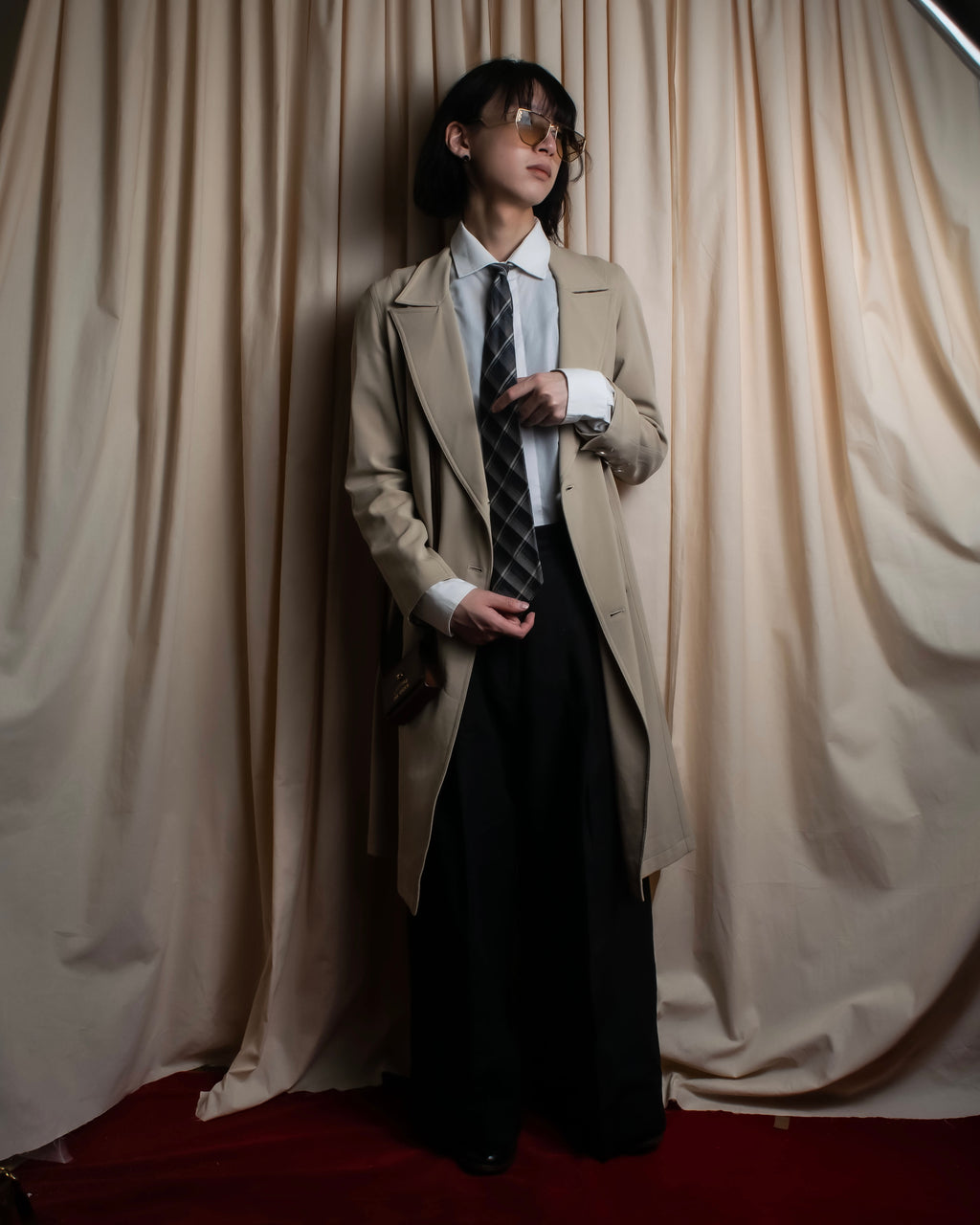 "COMME des GARCONS HOMME"
Argyle check pattern wool necktie