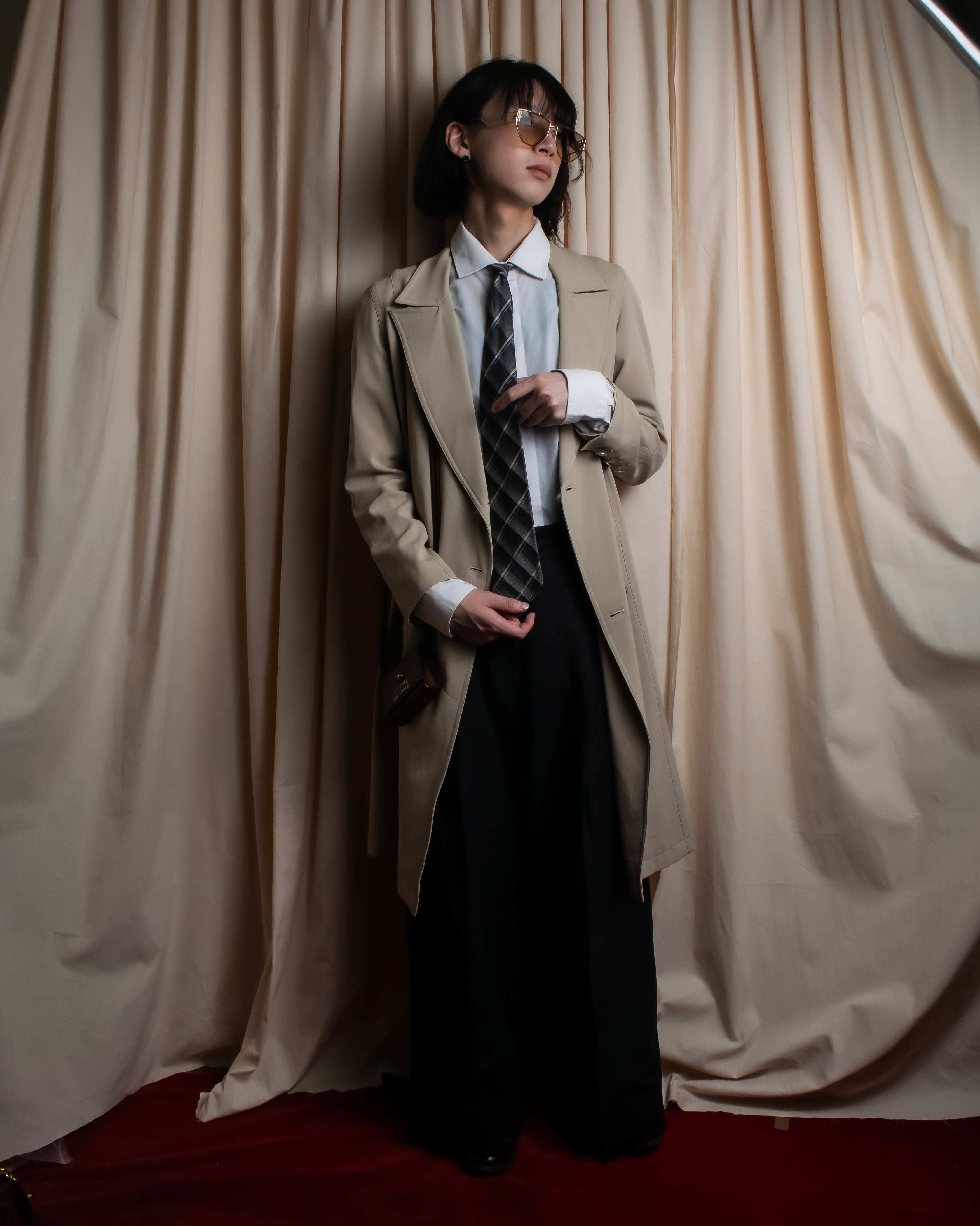 "COMME des GARCONS HOMME"
Argyle check pattern wool necktie