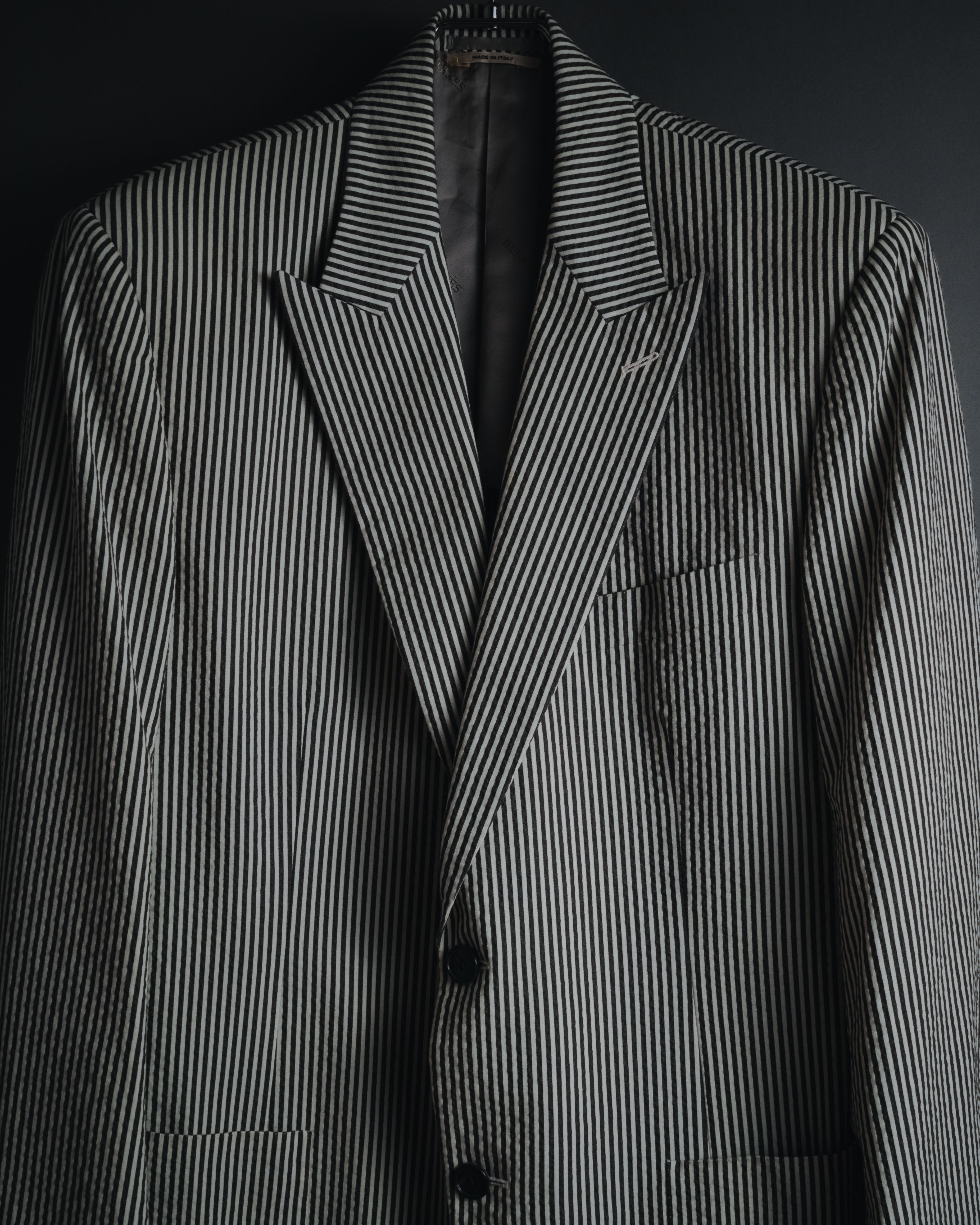 "HERMES" 00's striped stretch cotton tailored jacket