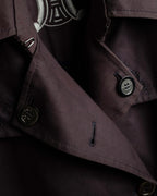 "CELINE" Triomphe button design in plum brown color
 trench coat
