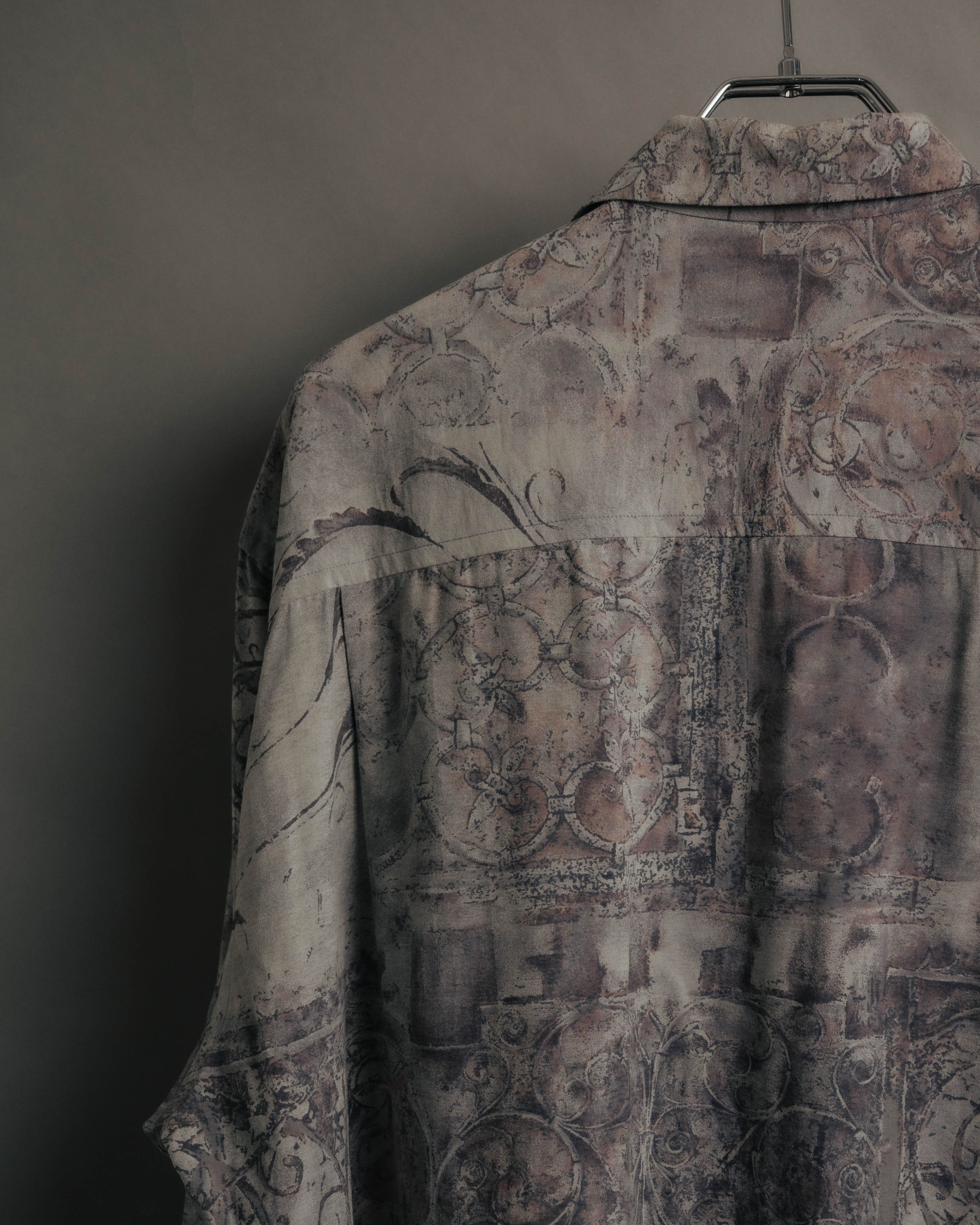 "Christian Dior" 80's-90's Draped rayon patterned shirt