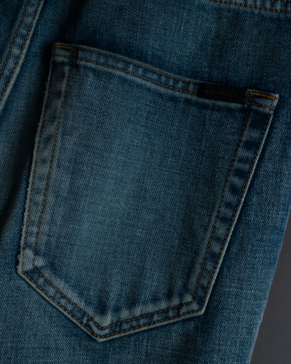 "Saint Laurent" Faded straight line denim pants