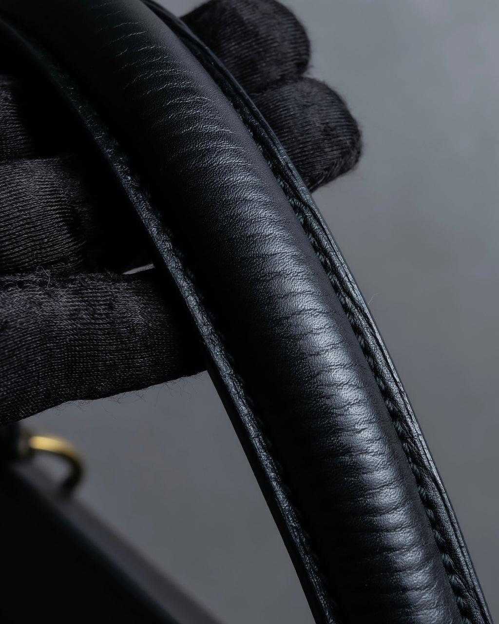 "GUCCI" Double flap design grained leather one-handle bag