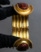 "LOEWE" Leather combination half moon gold bangle