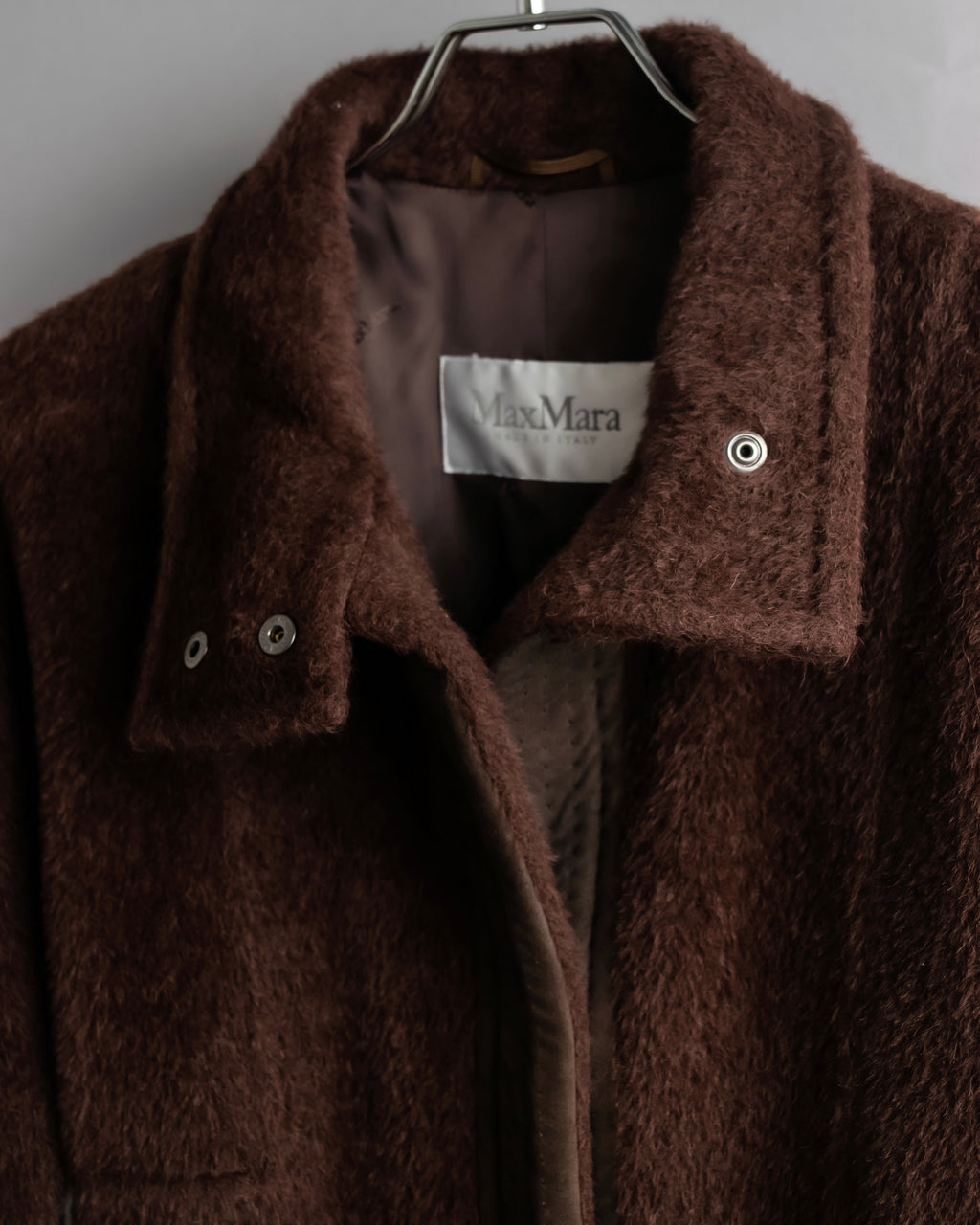 "Max Mara" Alpaca wool belted stand collar long coat