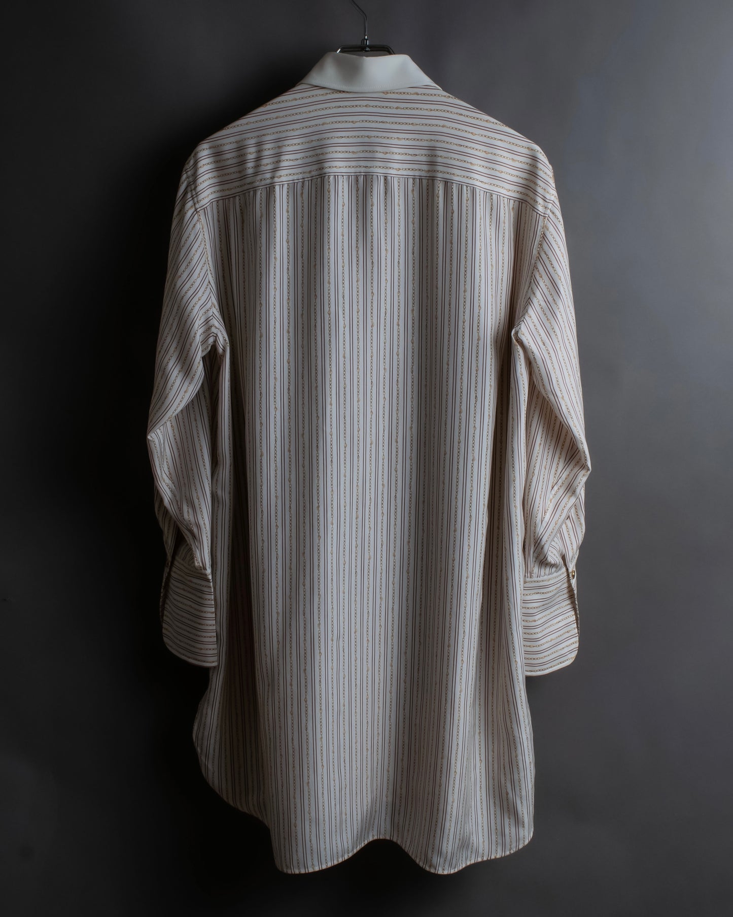 "Chloe" Chain＆stripe pattern relaxed shirt