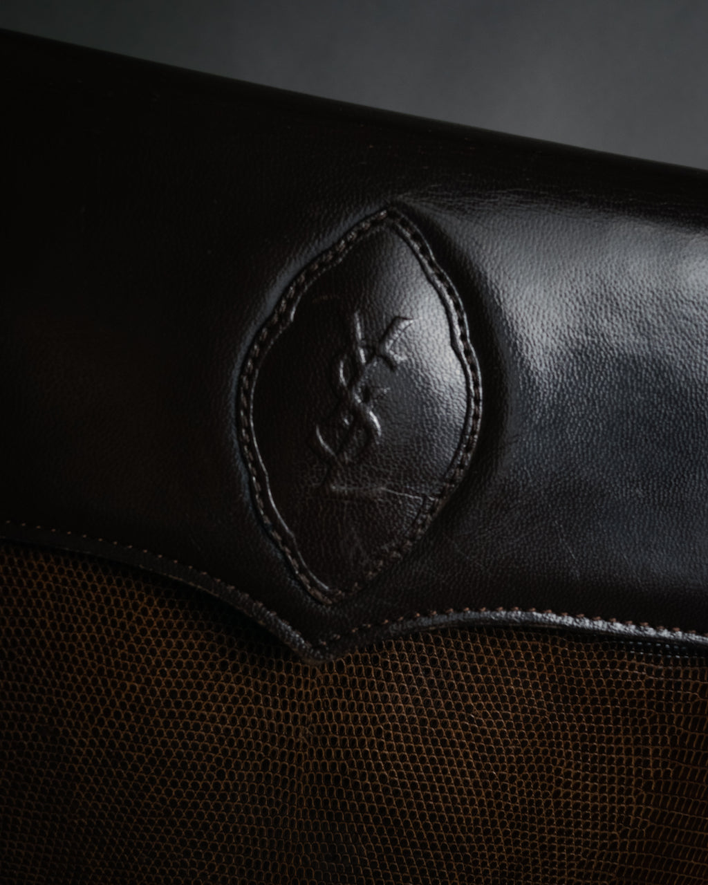 “Yves Saint Laurent” 80’s-90’s Cassandre embossed shoulder bag