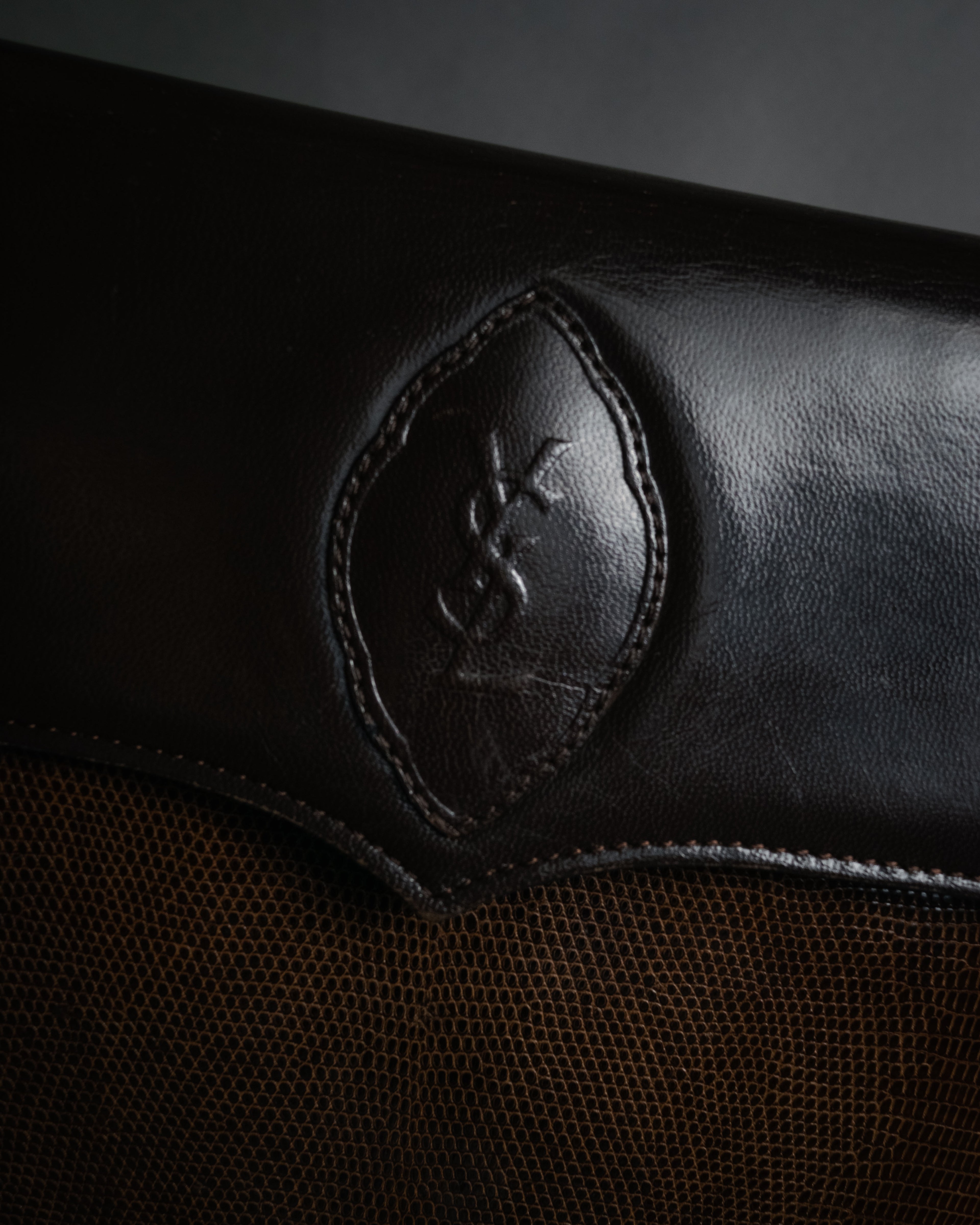 “Yves Saint Laurent” 80’s-90’s Cassandre embossed shoulder bag