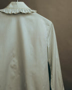 -SPECIAL- “GUCCI” 2017-2019 Floral embroidered ruffled striped shirt