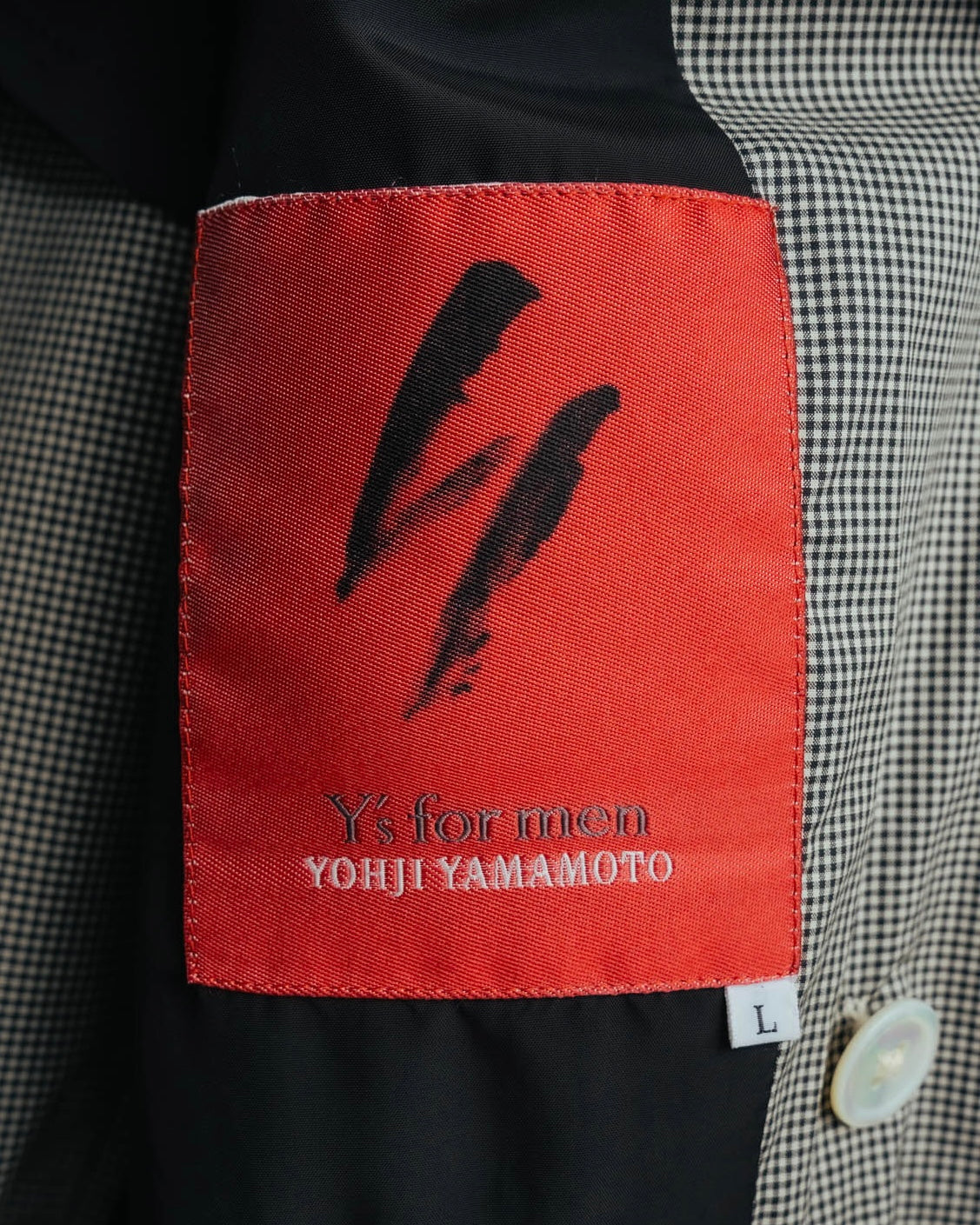 -SPECIAL- "Y's for men" 80's Double breasted houndstooth long jacket