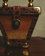 –SPECIAL– "GABBRIELLI FIRENZE" 70's-80's Sculptural structured leather handbag