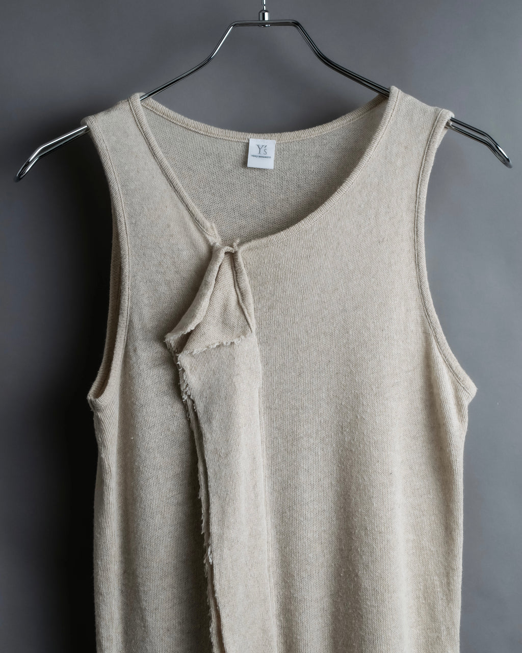 "Y's" Linen cotton mix ruffle design tank top