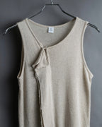 "Y's" Linen cotton mix ruffle design tank top