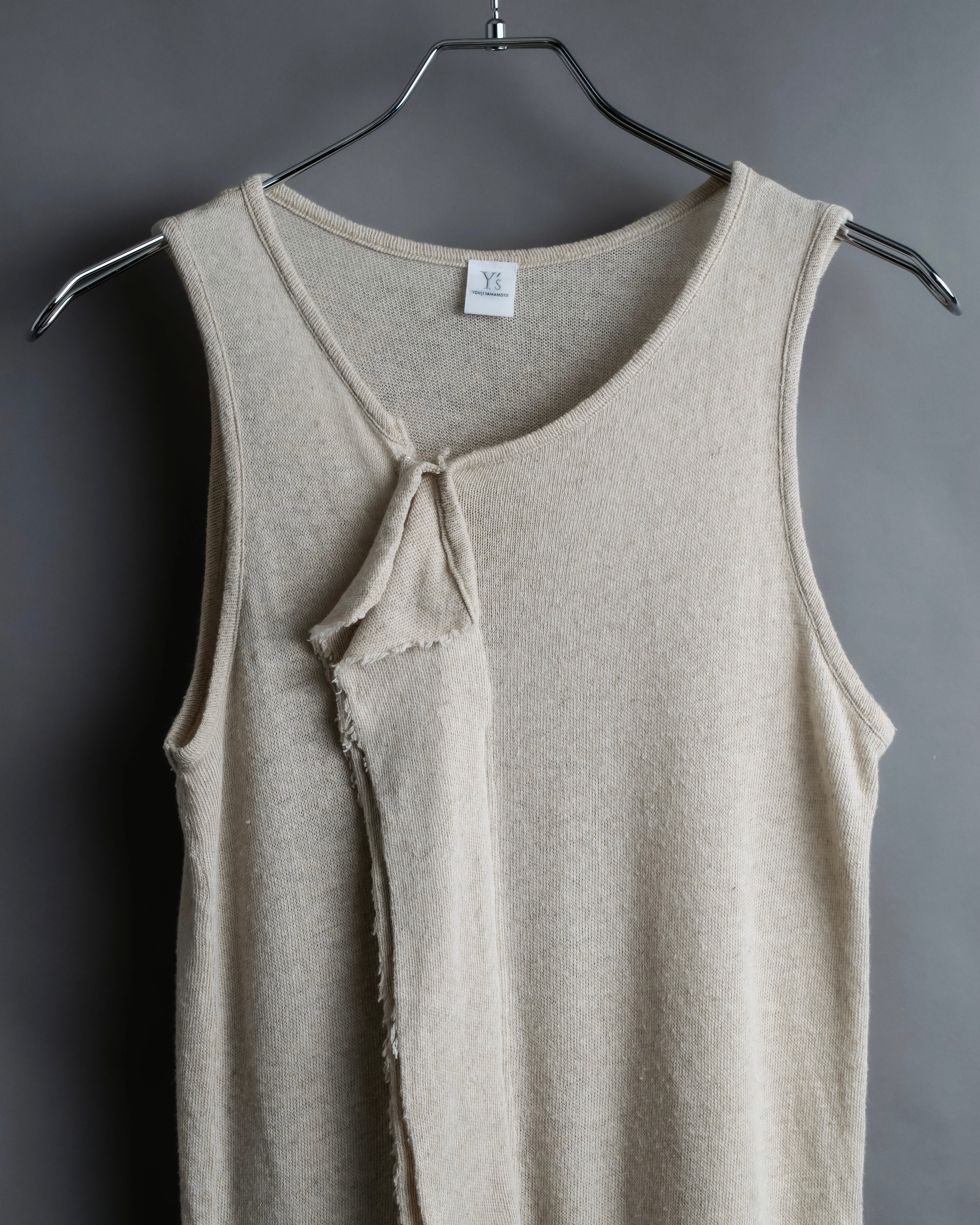 "Y's" Linen cotton mix ruffle design tank top