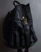 "Rudolph Valentino" Striped nylon combination 2-way boston bag