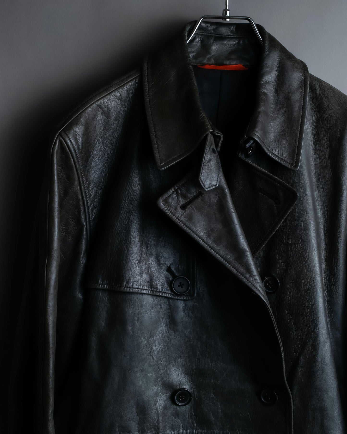 "PAUL SMITH" Military detail double-breasted sheepskin leather coat