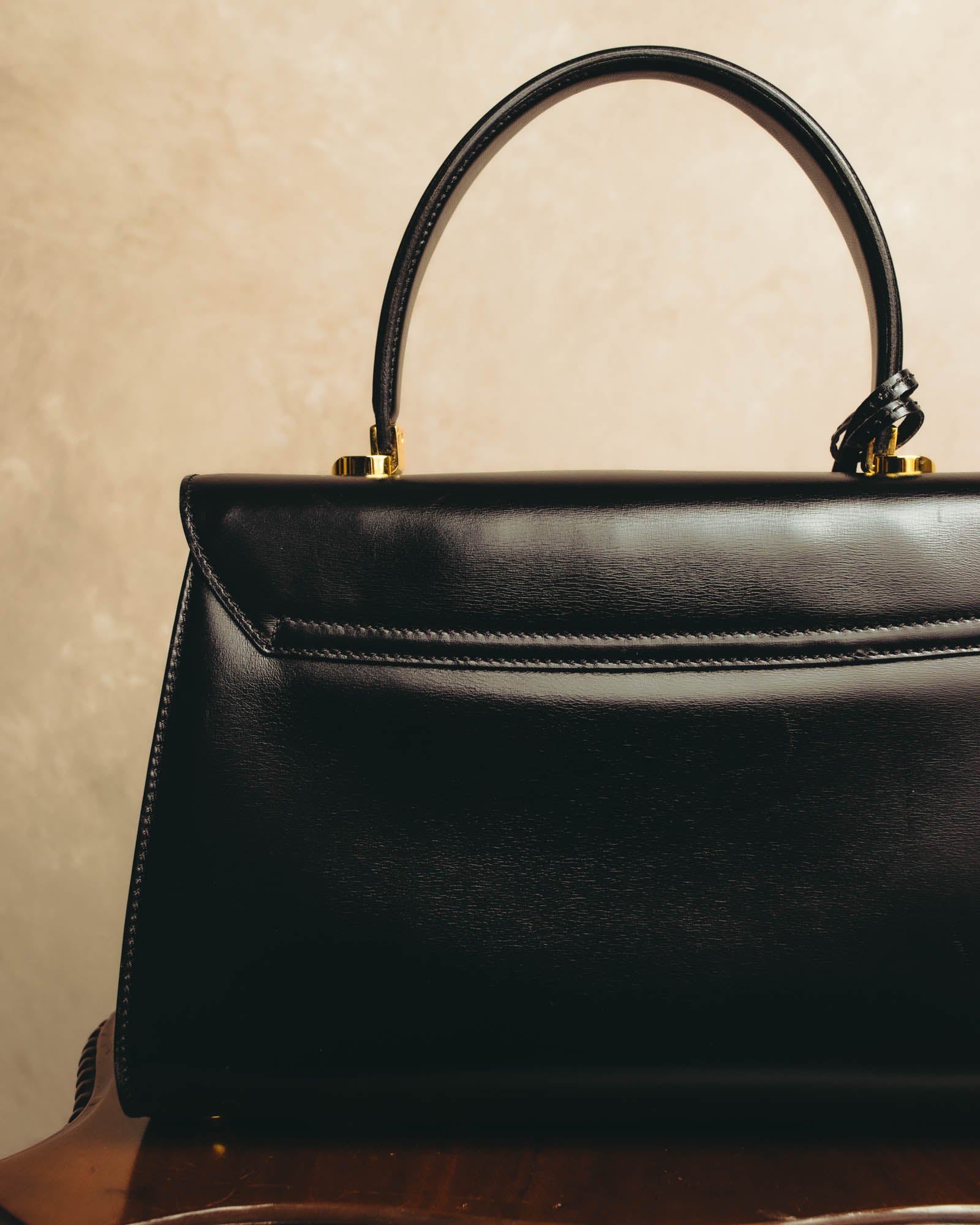 "LORENZO de MEDICI" 80's-00's Structured leather top handle handbag