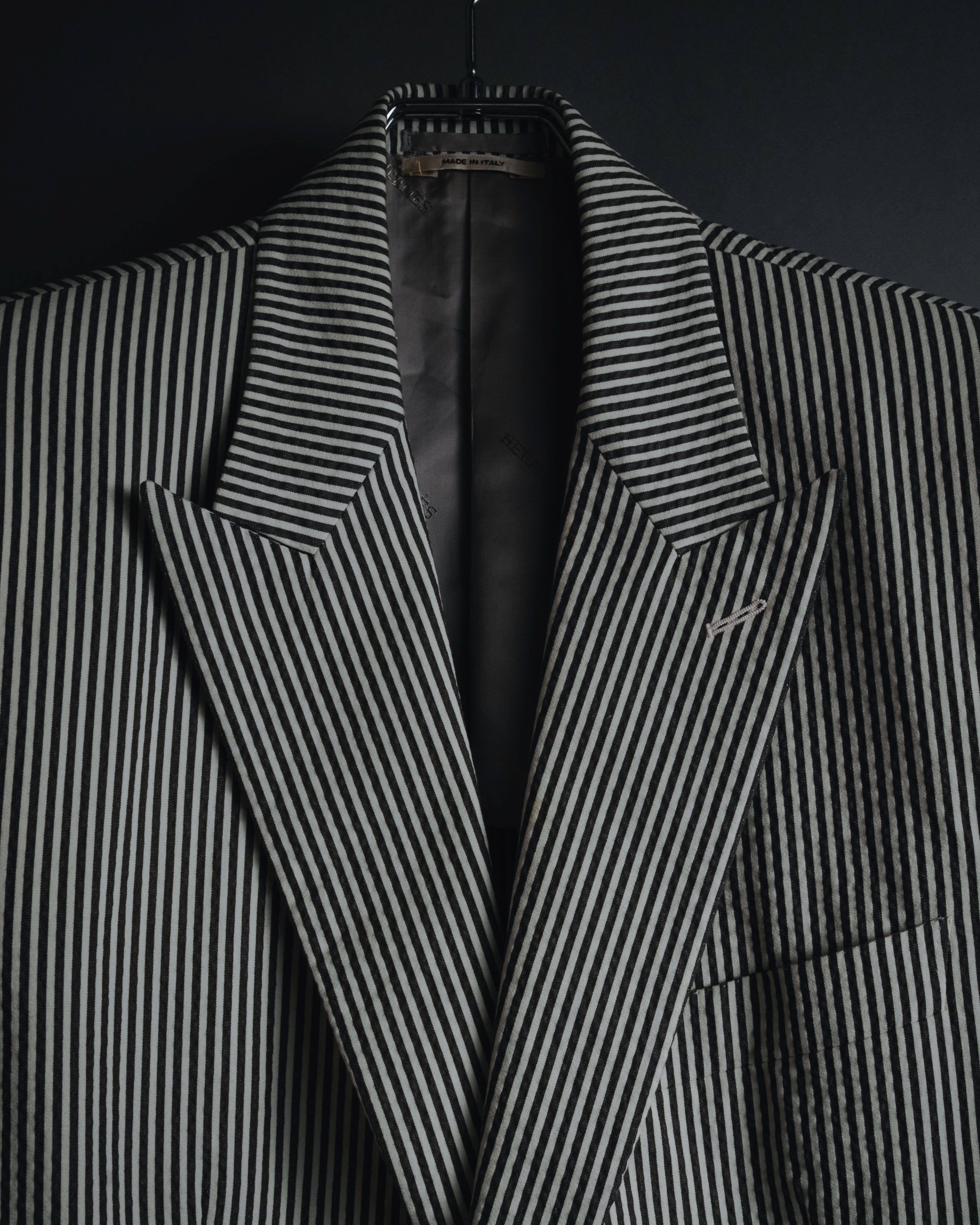 "HERMES" 00's striped stretch cotton tailored jacket
