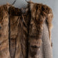 Vintage cashmere knit fur dogged reversible long gilet