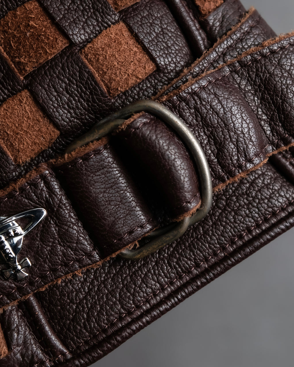 "Vivienne Westwood" Orb design checker panel pattern leather gloves