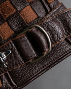 "Vivienne Westwood" Orb design checker panel pattern leather gloves