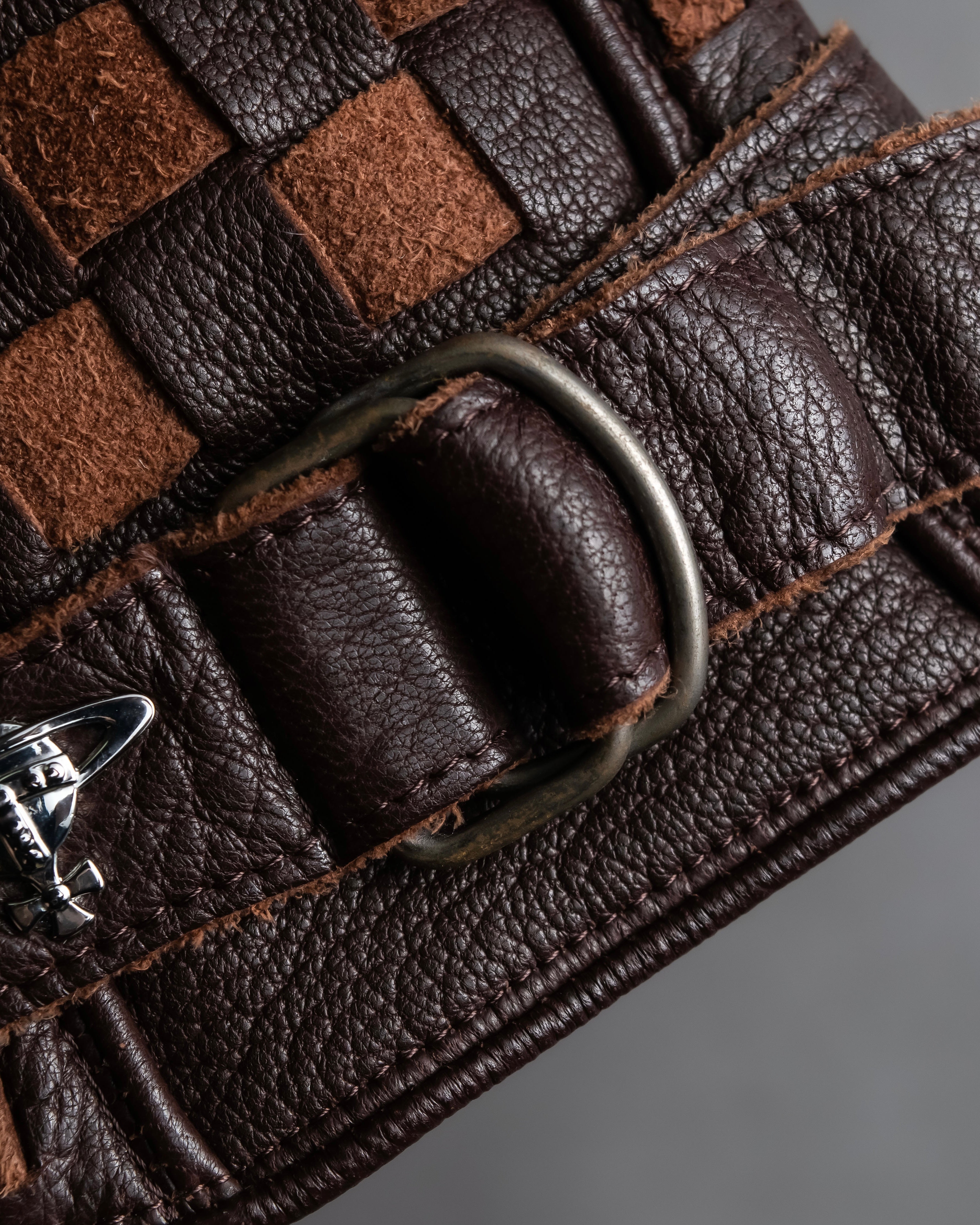 "Vivienne Westwood" Orb design checker panel pattern leather gloves