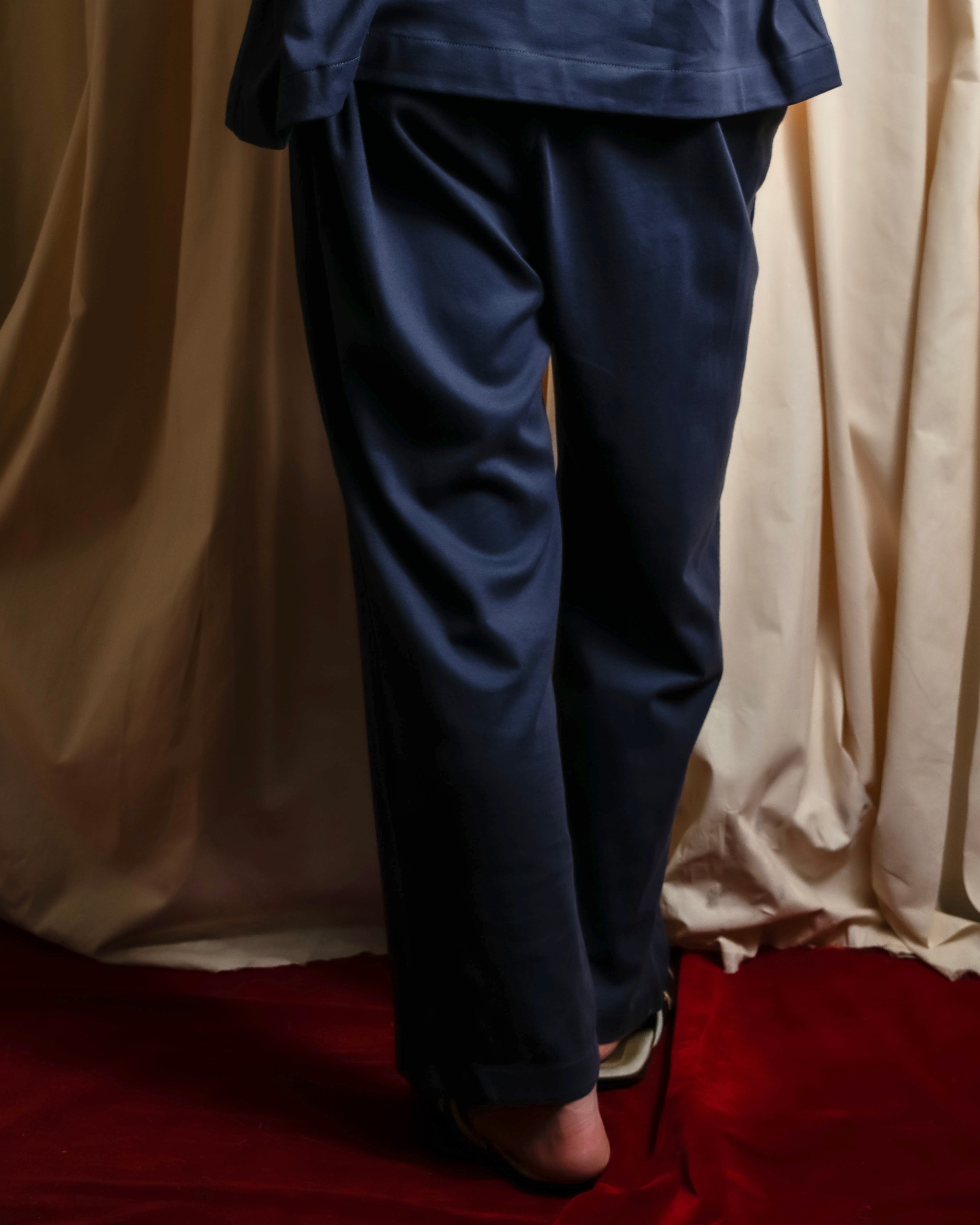 "CELINE" Piping design blue pajama set up