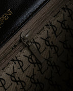 "YVES SAINT LAURENT" Brogue decorative design lizard embossed leather shoulder bag