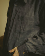 -SPECIAL- “HERMES” 90’s-00’s wide-collar linen shirt