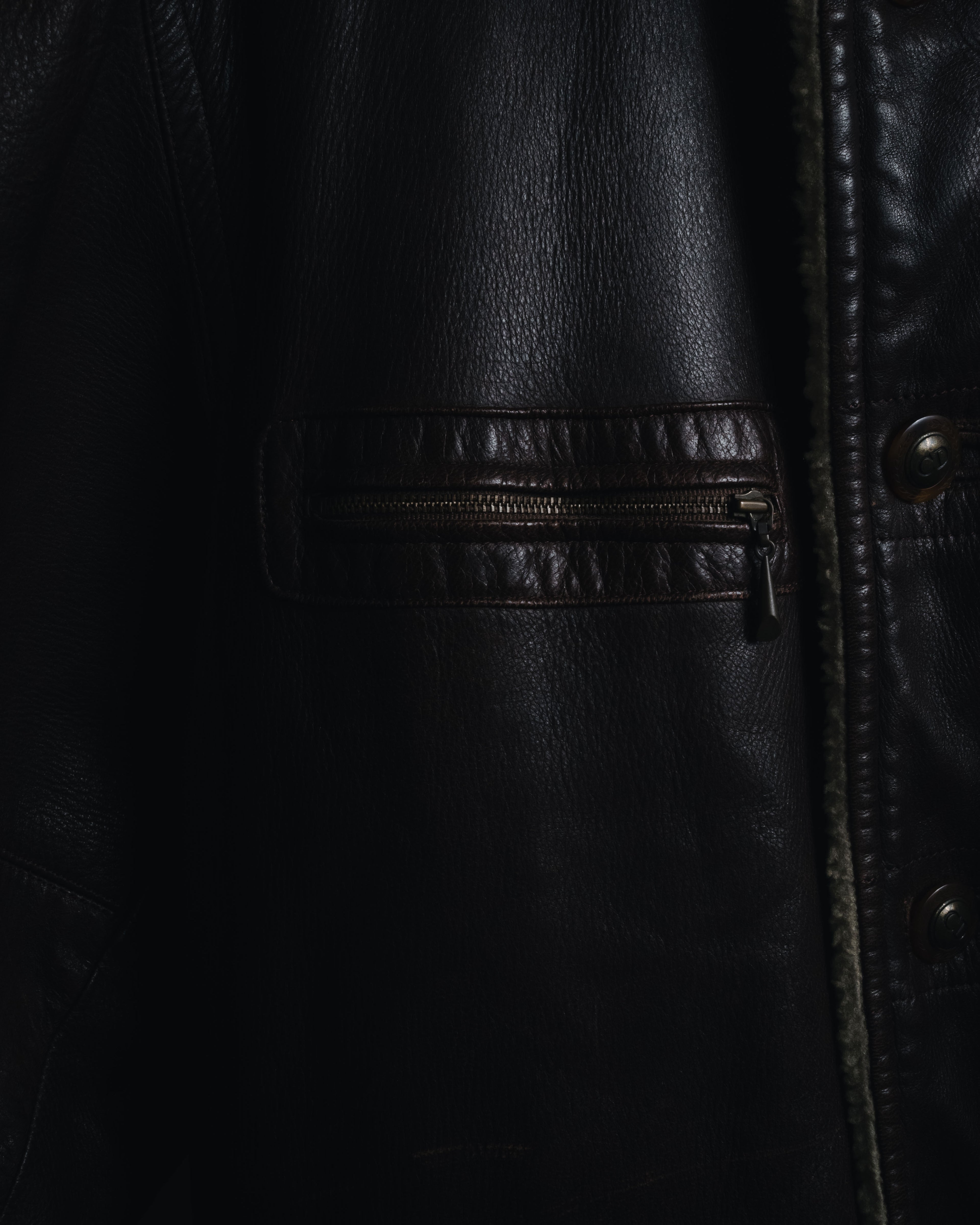 "Christian Dior" 80’s-90’s deerskin shearling collar leather jacket