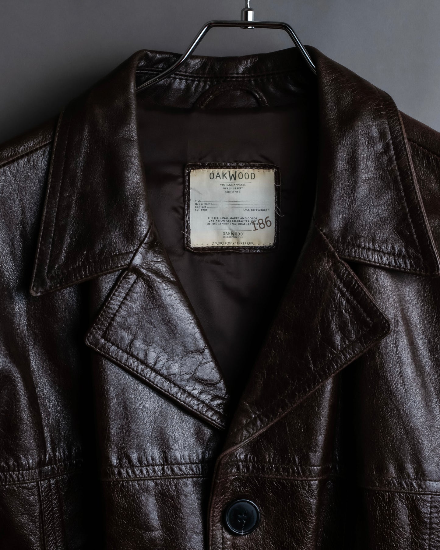 "Vintage 100% cow leather oversized tailored jacket"