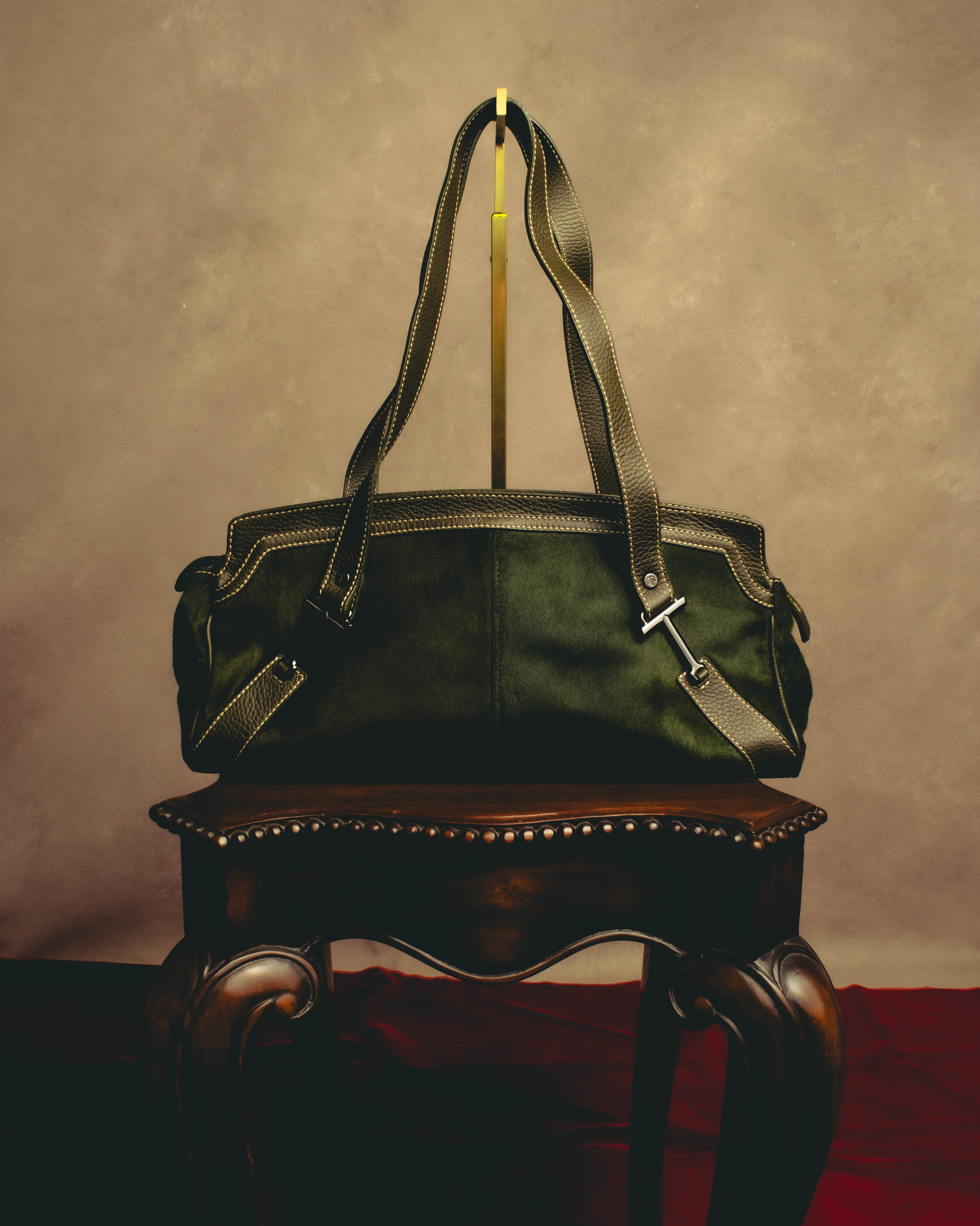 "TOD'S" 00's-10's Textured haircalf leather shoulder bag