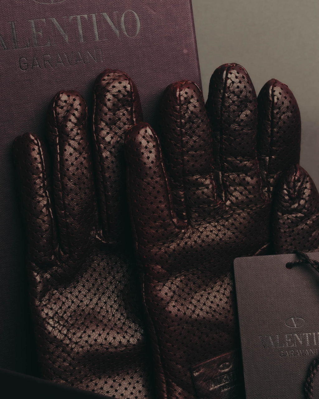 "VALENTINO GARAVANI" 2010's Burgundy perforated leather gloves