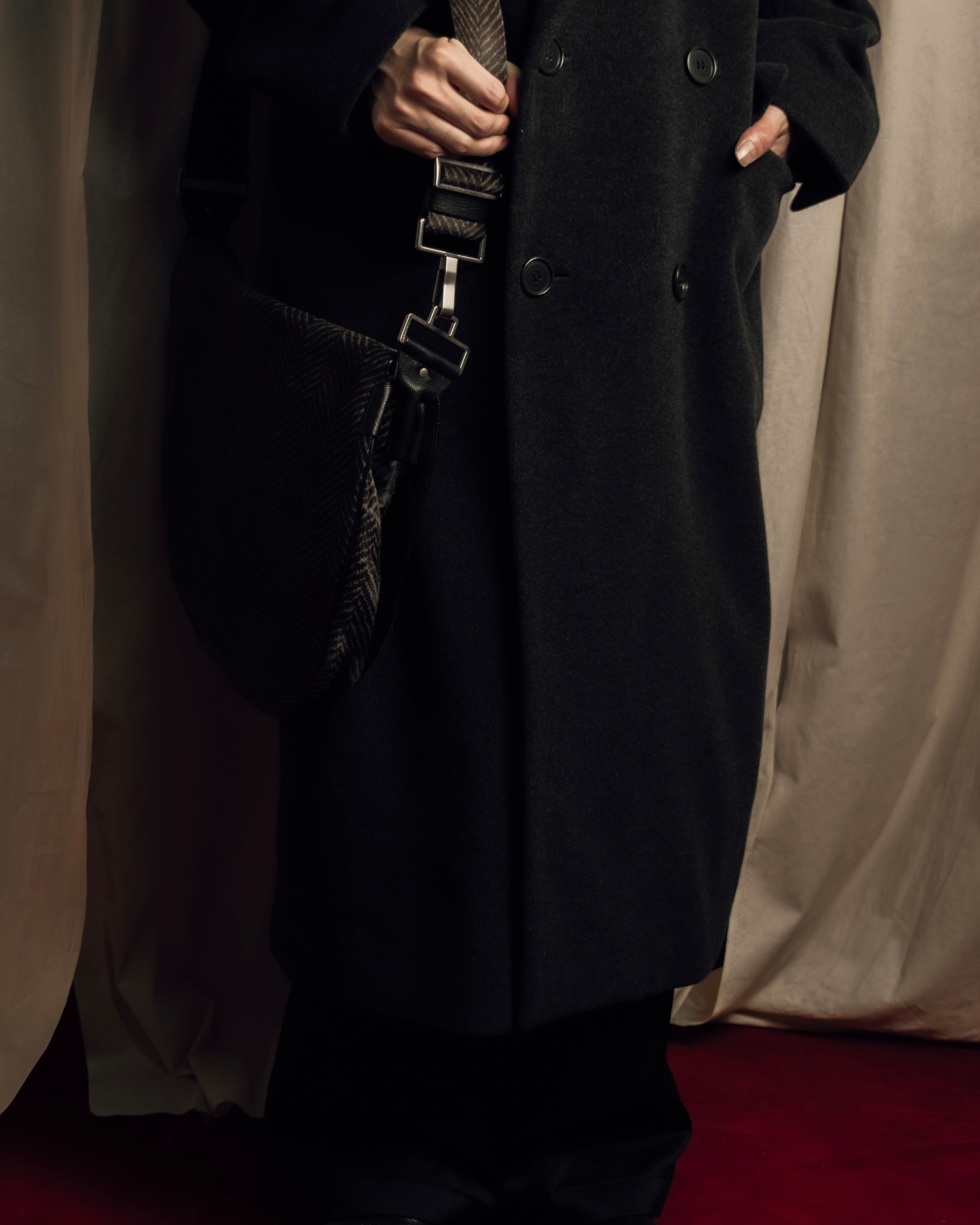 "GIORGIO ARMANI" Double-breasted charcoal gray super maxi chester coat