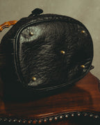 –SPECIAL– "GUCCI" 80's Bamboo handle leather bucket bag