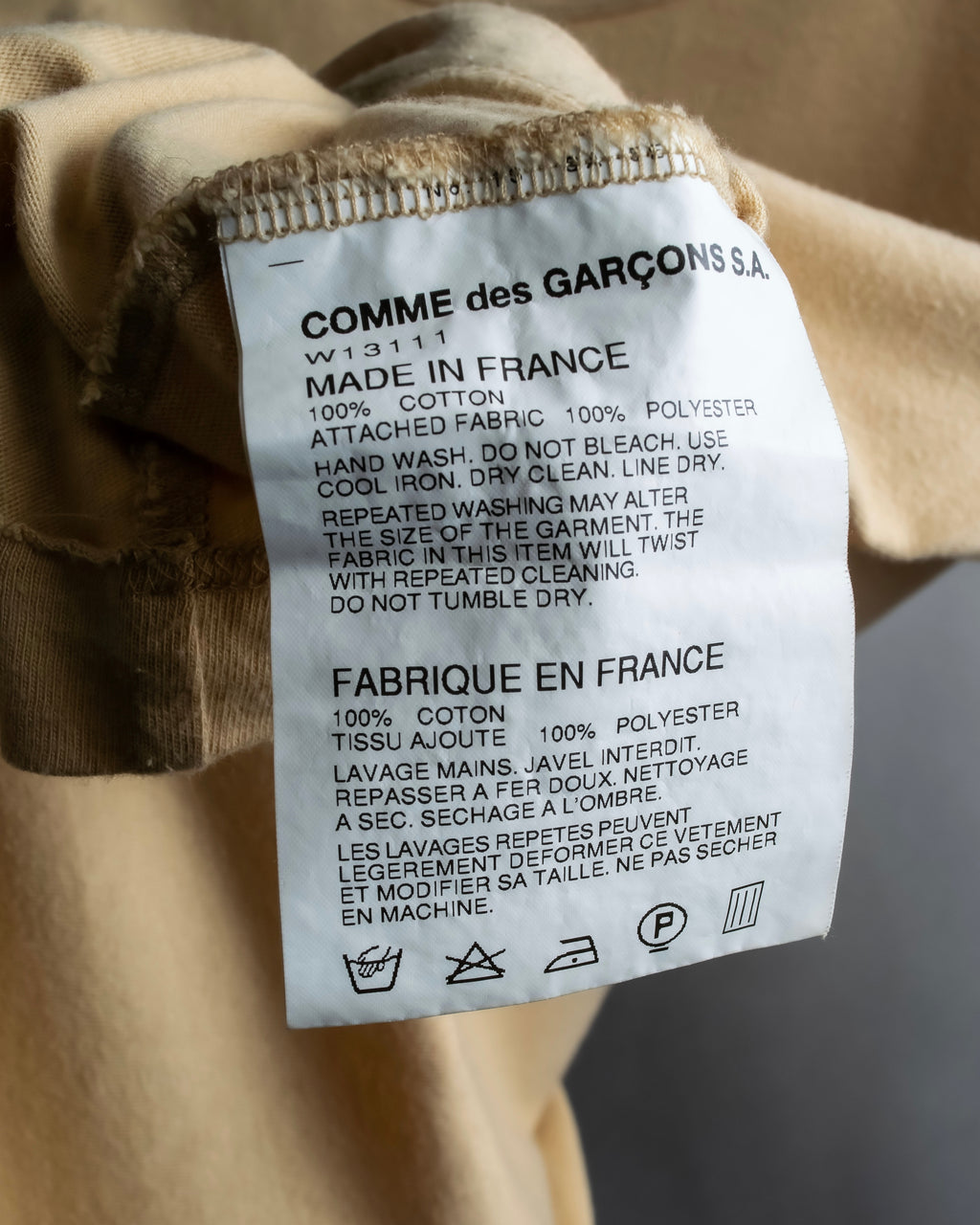 "COMME des GARCONS Shirt" Zip separate fabric detail long cut sew