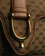 "GUCCI" 70's-80's Micro GG monogram canvas shoulder bag with stirrup hardware