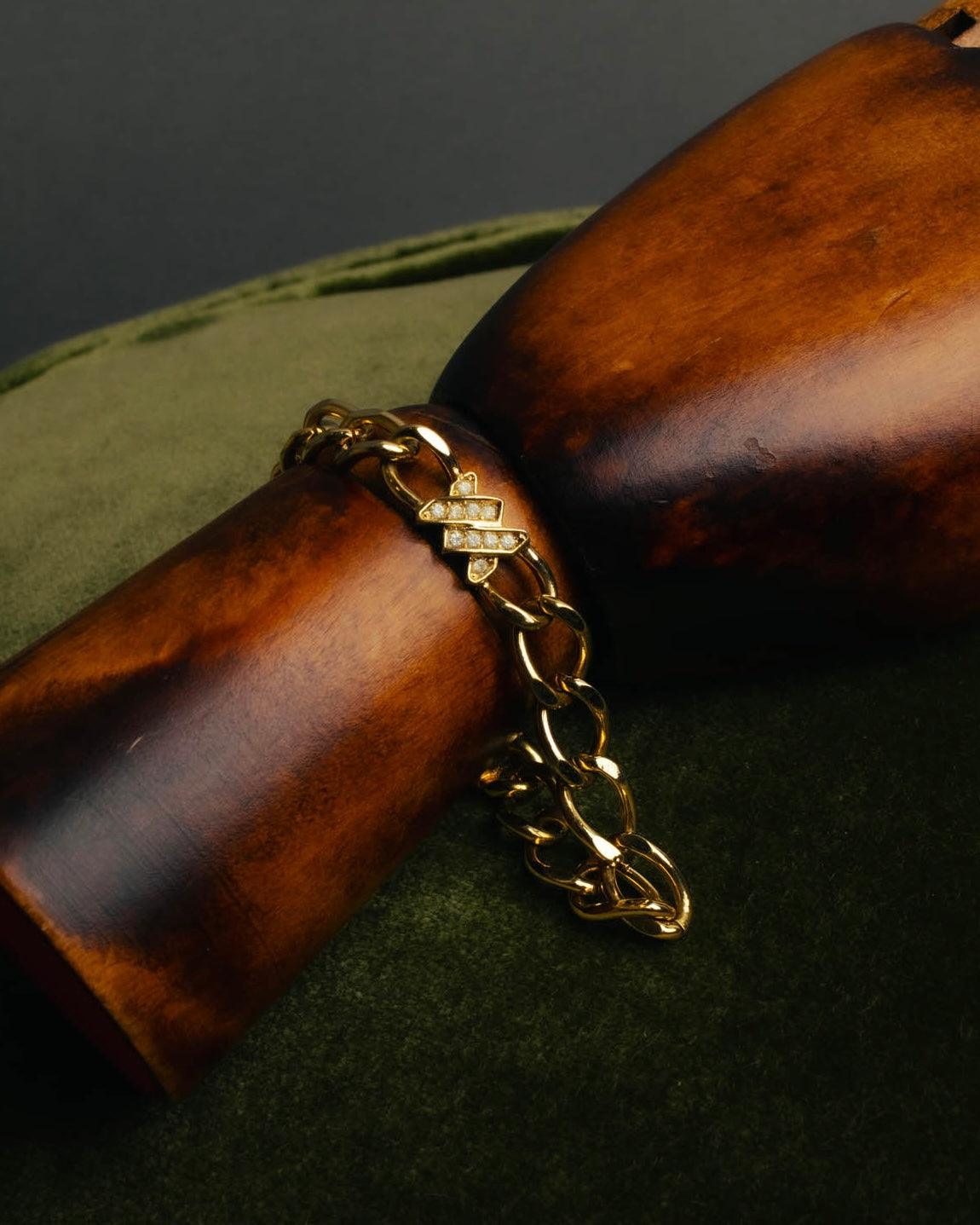"Christian Dior" 90's Gold tone rhinestone chain bracelet