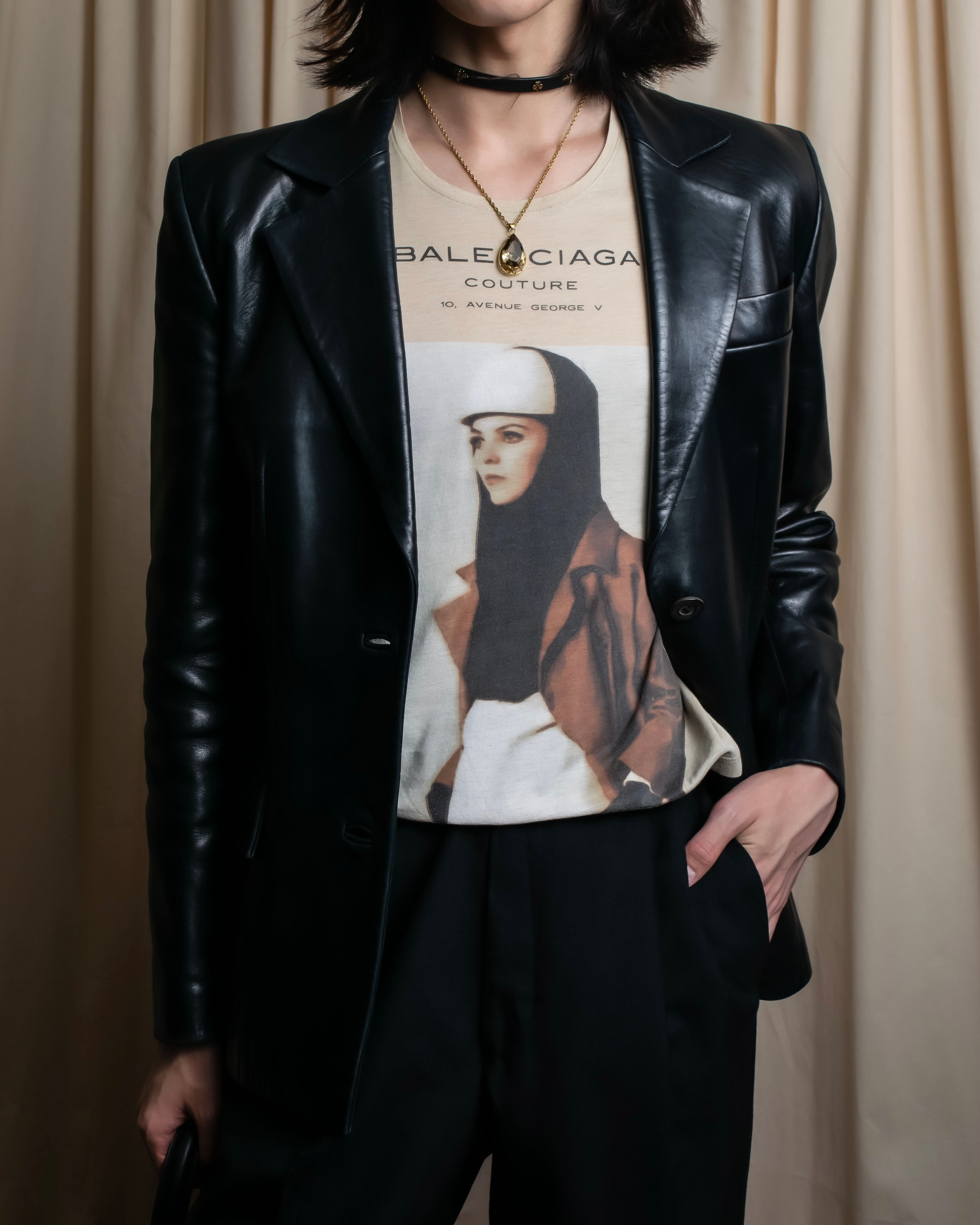 "BALENCIAGA" Painting graphic logo engraved T-shirt