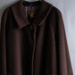 "BURBERRYS" Fly front deep brown soutien collar super long coat