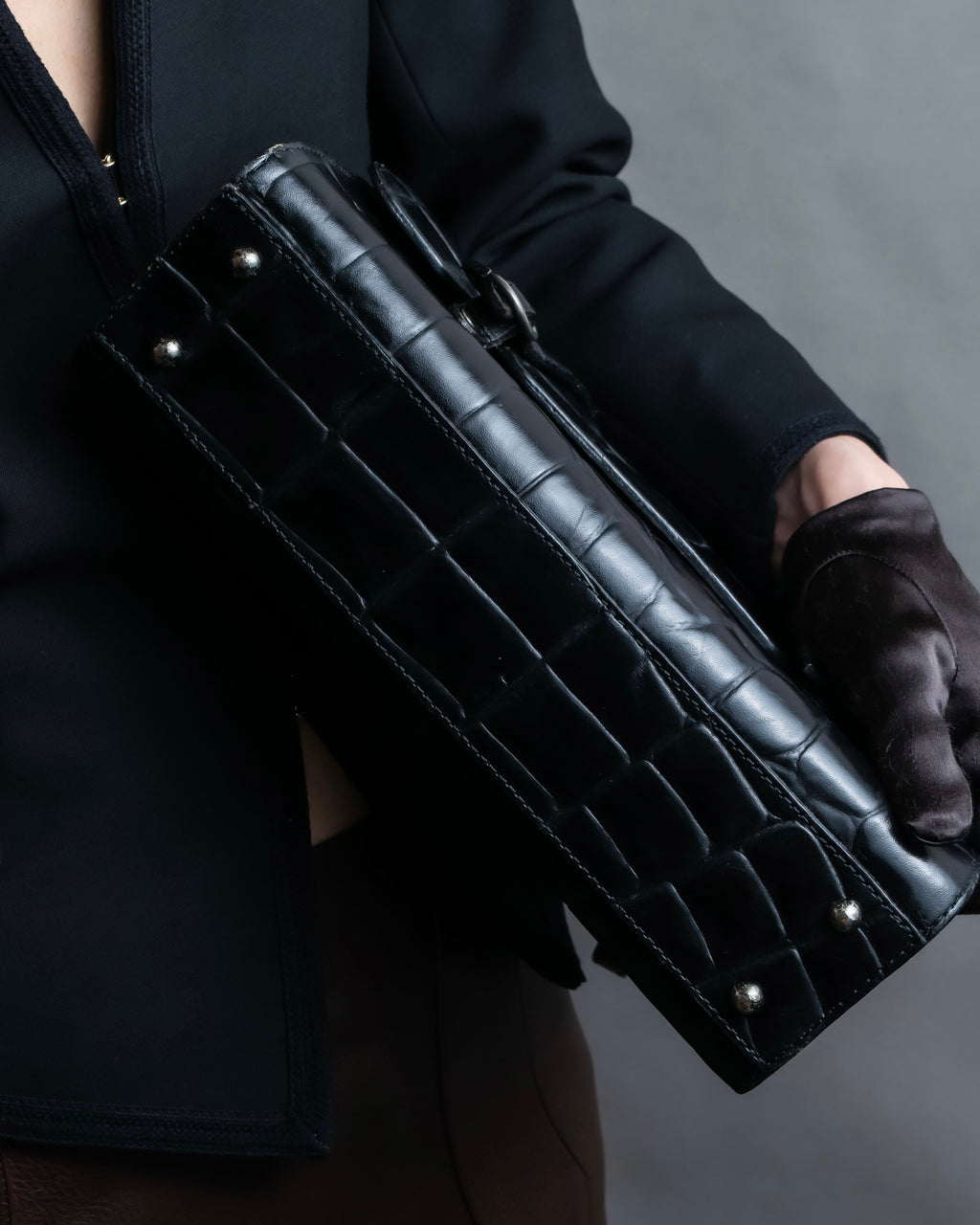 “Jean Paul Gautier” Crocodile-embossed shoulder bag