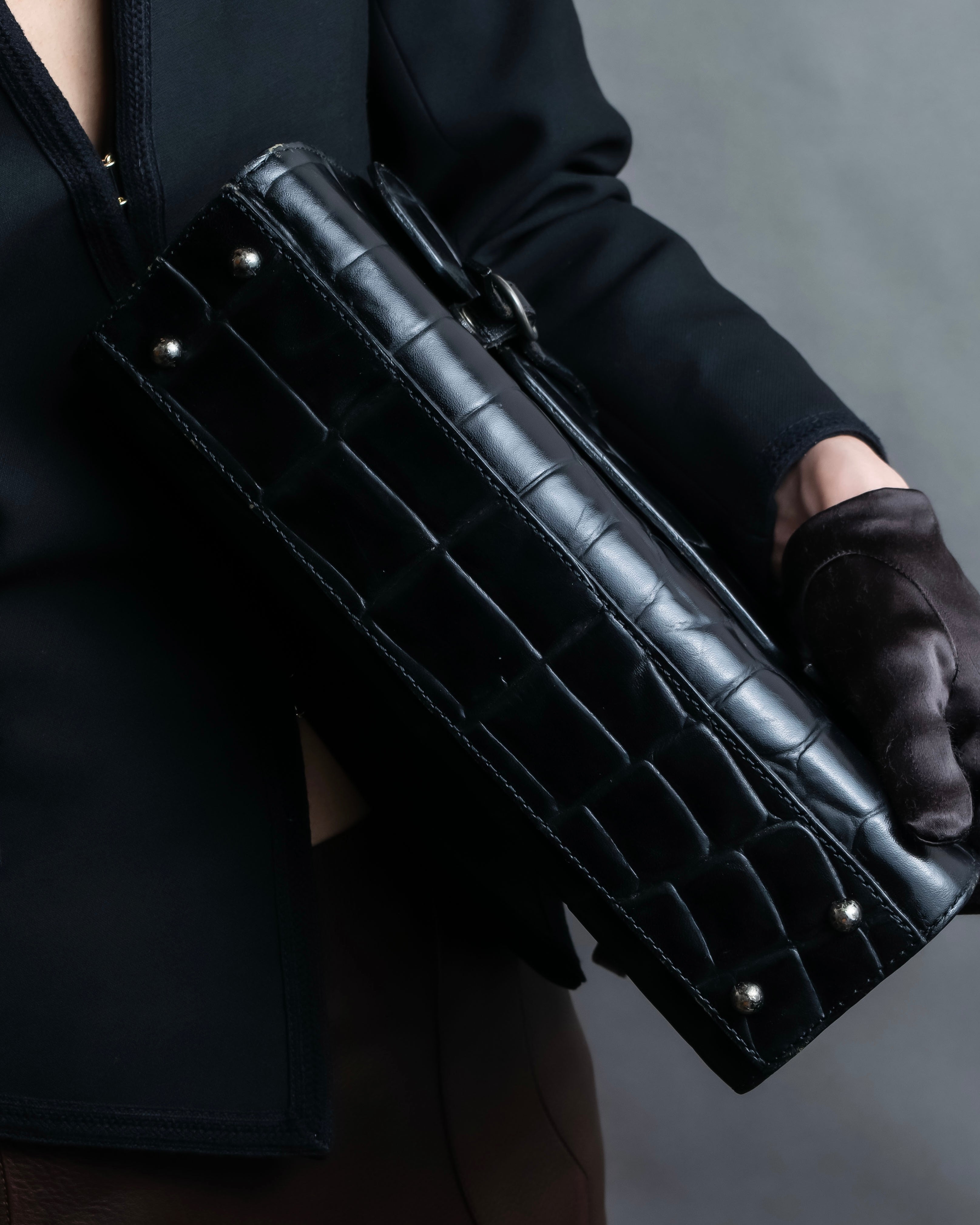 “Jean Paul Gautier” Crocodile-embossed shoulder bag