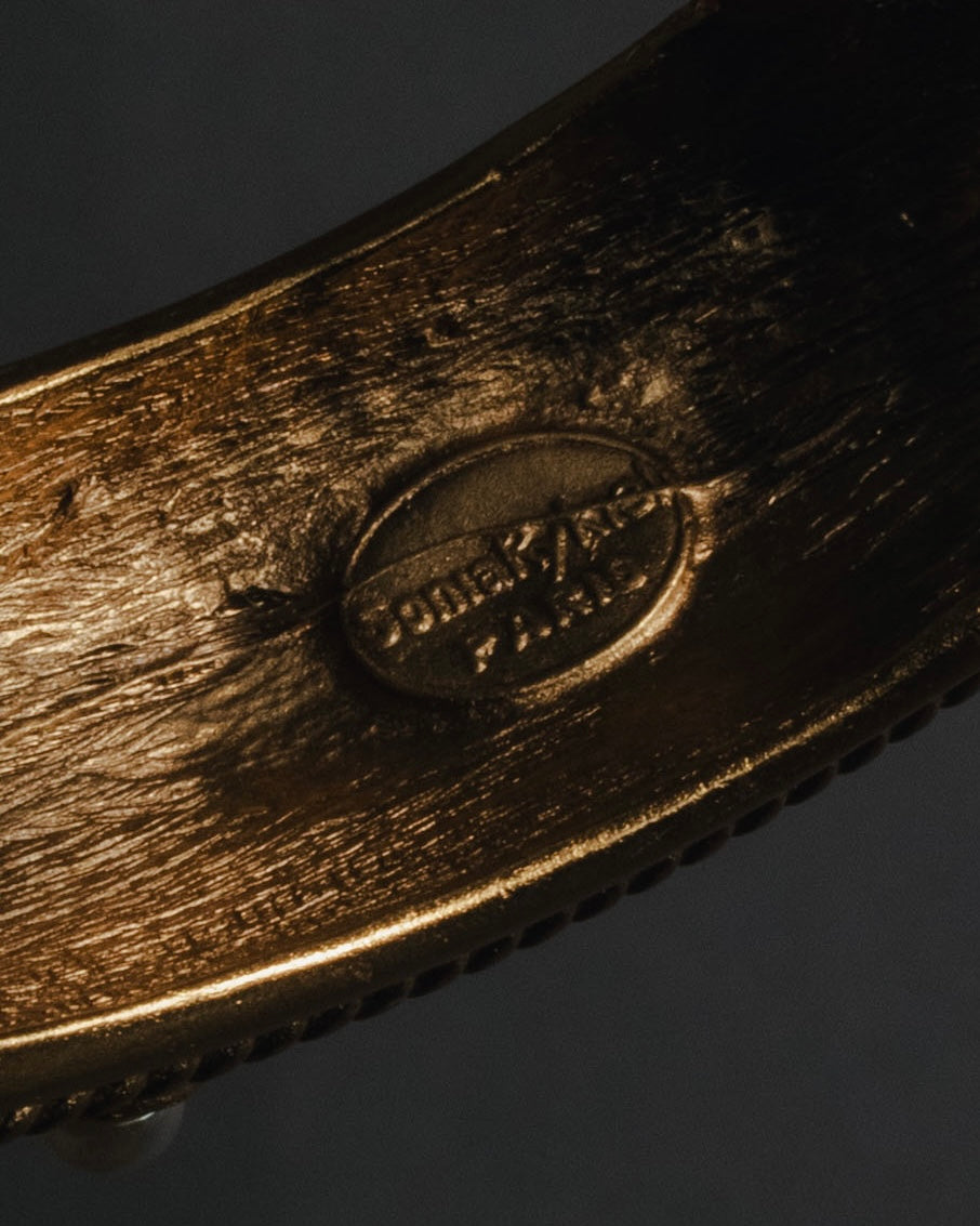 索尼娅·里基尔 80年代末至90年代初哑光金镀仿珍珠伊特鲁里安复兴风格手镯