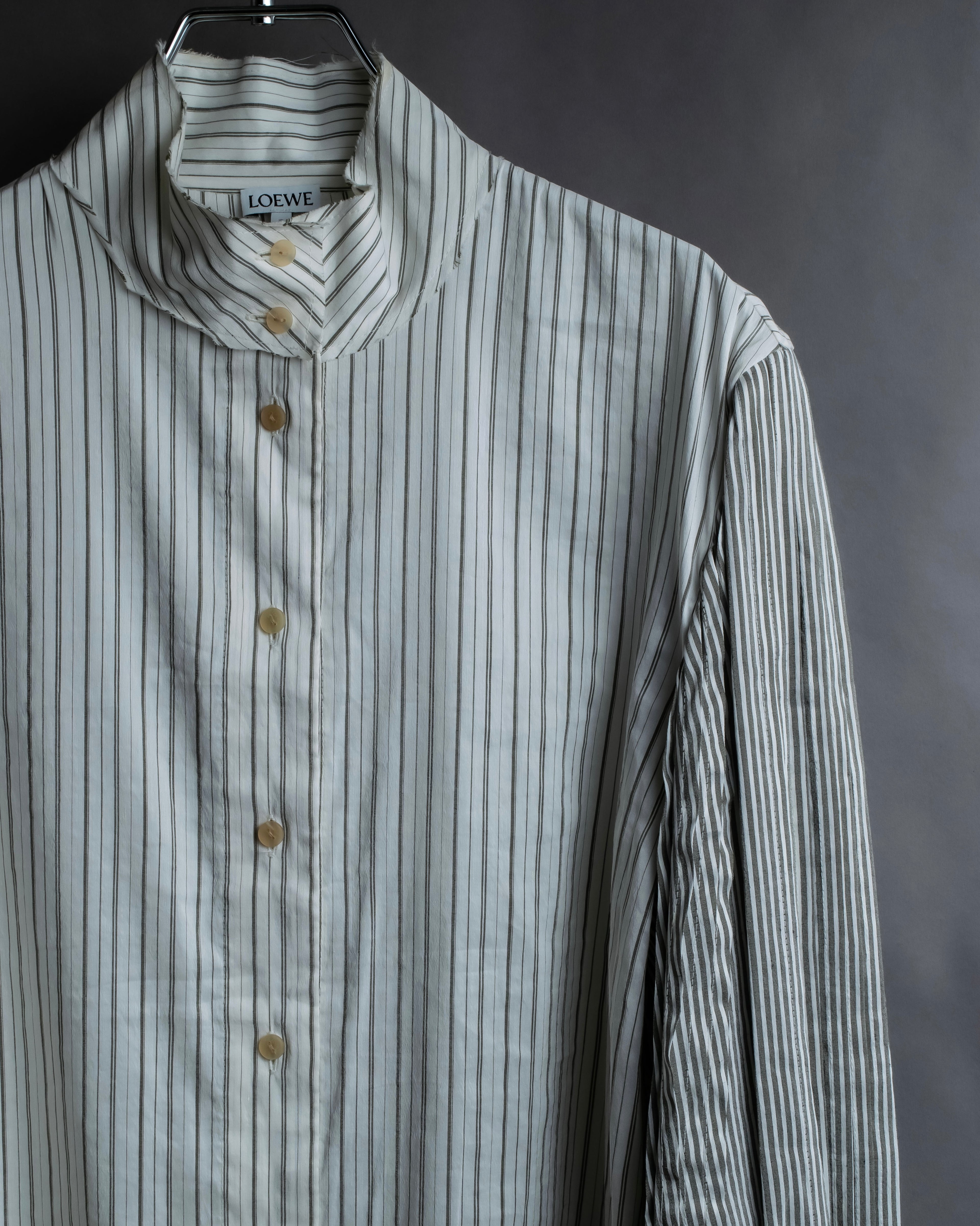 "LOEWE" Balloon sleeve striped high neck shirt