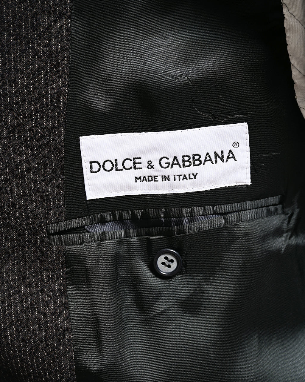 DOLCE & GABBANA/ 2015 Silver Pin Striped Single Breasted Set-up Brown